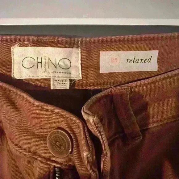 Chino by Anthropologie relaxed velvet striped pants tan size 25 - Picture 10 of 11
